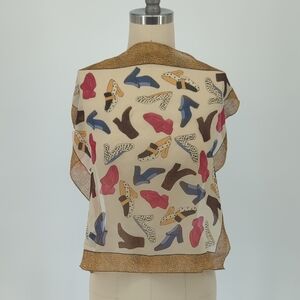 01512 Echo Shoes Animal Print Silk Square Scarf Tan cowgirl western rustic boho